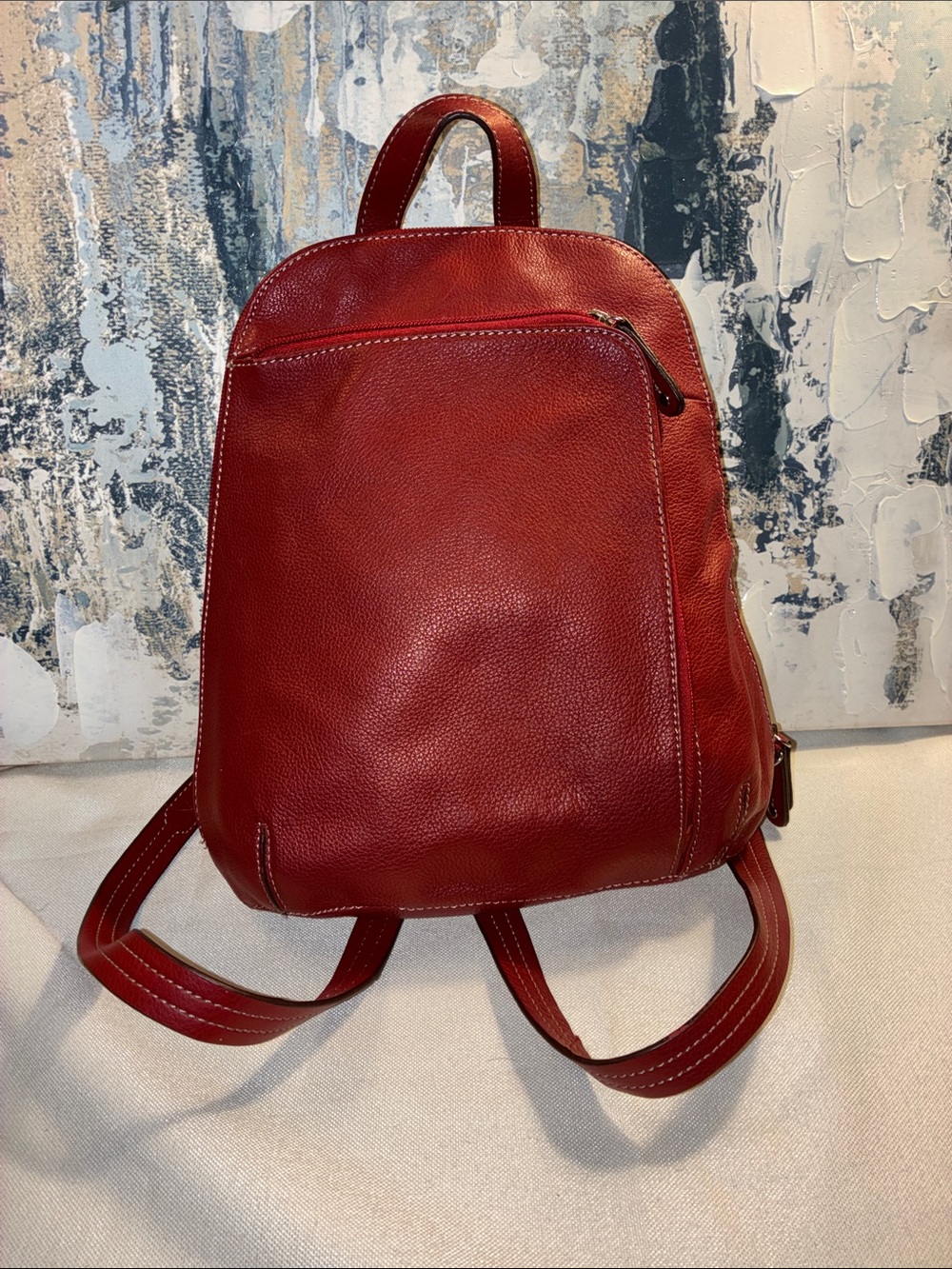 Genuine Tignanlo Red Leather Women’s Backpack
